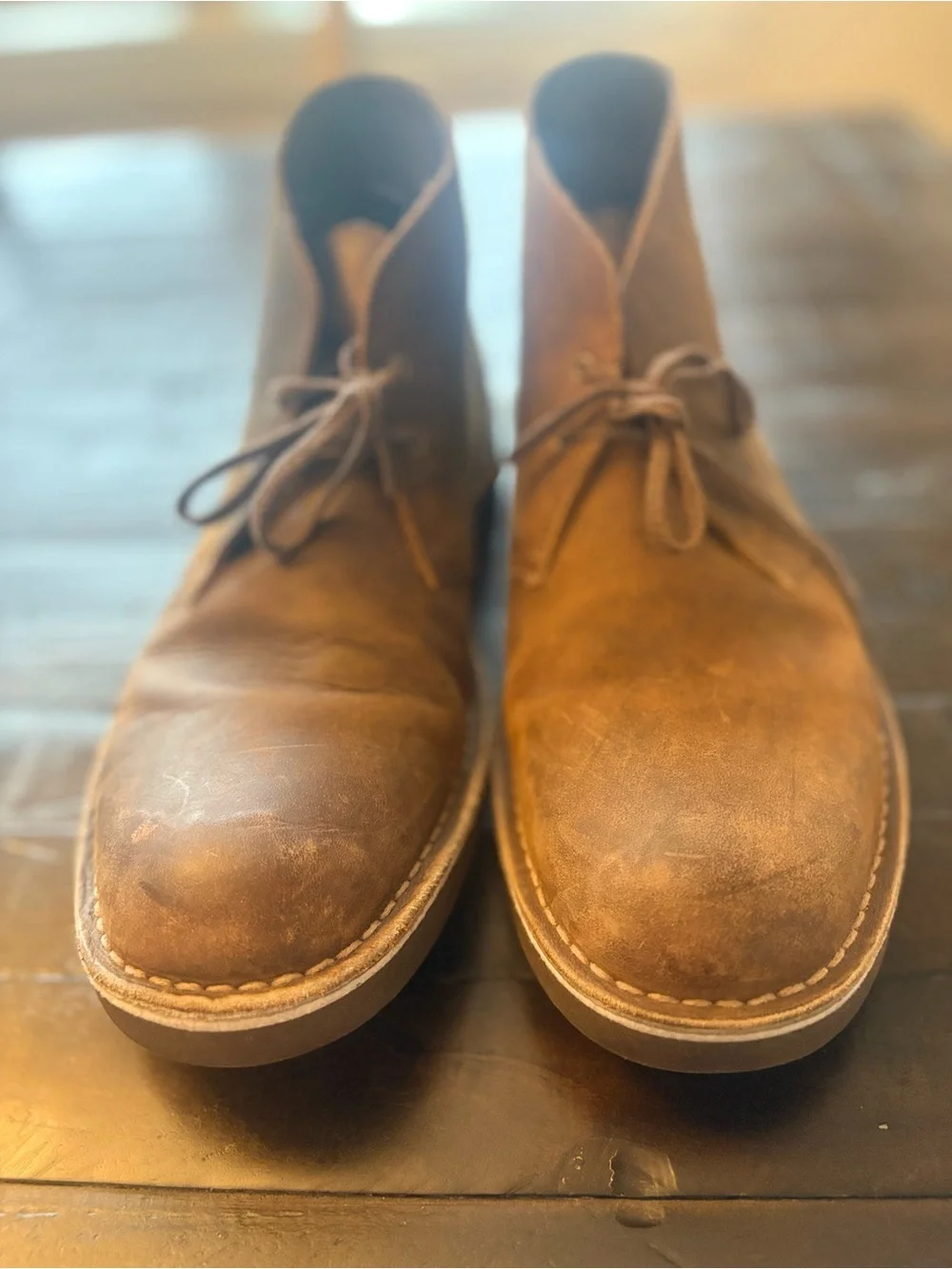 Clarks Men’s Brown Leather Chukka Desert Boots Lace Up Ankle US 13 Medium